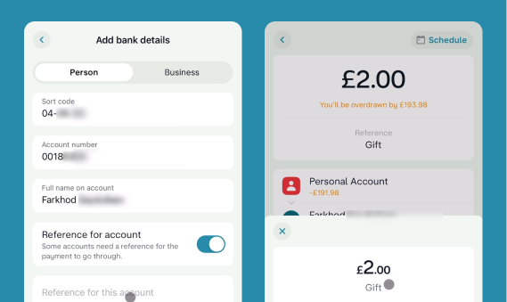 monzo money transfer ux pattern